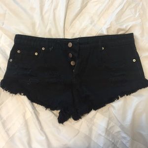 Forever 21 Distressed Black Jean Shorts